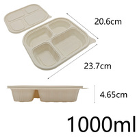 Boîte alimentaire jetable biodégradable en amidon de maïs avec couvercle séparé, compatible micro-ondes, résistante à la chaleur (-20°C à 120°C) pour