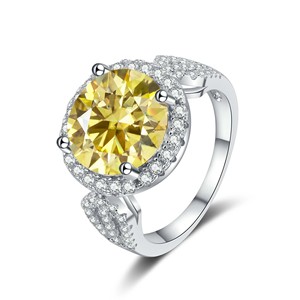 Anillo de Moissanita de 5 <span class=keywords><strong>Quilates</strong></span> con Corte Redondo, Joyería de Diamantes Multicolor en Plata de Ley 925, Personalizado y de Lujo, <span class=keywords><strong>Precio</strong></span> para Mujer - Product Image 4