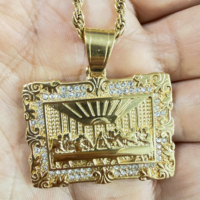 Collier Pendentif SN277 « Dernière Cène » en Cristal Sertis, Plaqué Or, Acier Inoxydable, Chaîne Corde Hip Hop, Bijou Unisexe, Cadeau de Fête