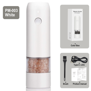 Mini molinillo de pimienta ecológico transparente recargable por USB eléctrico portátil automático Molinillo de sal y pimienta con luz LED hecho - Product Image 5