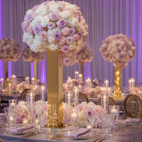 Nouveaux accessoires de mariage de style européen transfrontalier : marqueurs d'allée, décorations de chapelle et d'hôtel, modèle décoratif de fleur de table en acier inoxydable