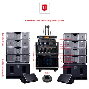 Professional Audio Line Array Subwoofer Speakers Set dual 12 inch tops 18 inch bass amplifier mixer microphone