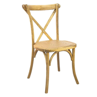 Chaise empilable en résine à dossier croisé, imitation bois vintage, pour mariage, salle à manger, événement, restaurant - Vente en gros fabricant