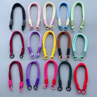 Dragonne courte colorée pour téléphone portable avec patch coloré, pendentif pour coque de téléphone, anti-perte, faite à la main, unisexe