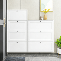 Meuble à chaussures moderne en métal blanc ultra-fin à 3 tiroirs - Rangement étroit pour petits espaces de vie et halls d'entrée