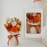 Bouquet de roses éternelles naturelles séchées faites à la main, personnalisé 2025, en boîte, cadeau de fleurs préservées pour la fête des mères, Noël, Pâques