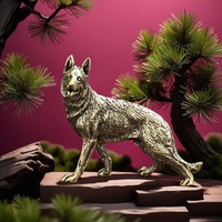 Grande sculpture en laiton de Berger Allemand, ornement de protection et de surveillance, objet d'art artisanal pour salon, table à thé, figurine de thé ou décoration de bureau