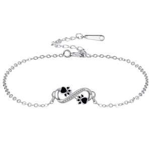 เครื่องประดับสัตว์เลี้ยงน่ารักคุณภาพสูงสไตล์ใหม่ปี 2025 ประดับด้วยประกายระยิบระยับ สร้อยข้อมือสแตนเลสรูปอุ้งเท้าอินฟินิตี้ - Product Image 1