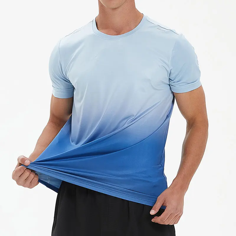 Krawatten gefärbtes Fitness-T-Shirt Schweiß absorbierende atmungsaktive Stretch-Übung Quick Dry Men Tops