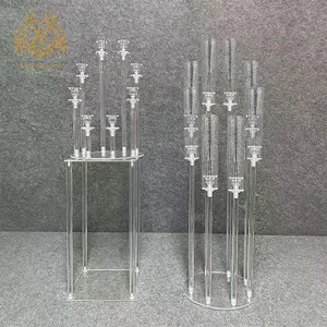 Venda quente cristal caminho sinais de estrada 8 cabeça candelabros acrílicos castiçais para decoração de casamento premium fontes de festa presentes