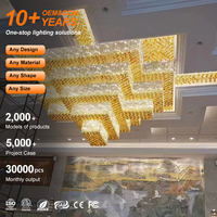 Lustre LED moderne de luxe personnalisé à haute efficacité lumineuse en fer et cristal K9 pour restaurant et hall d'hôtel, alimenté par courant alternatif