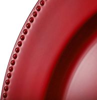 Décoration de table, assiettes rondes en plastique perlé rouge de 13 pouces pour les événements de traiteur de mariage