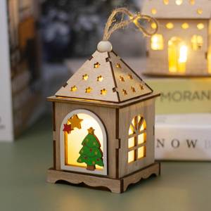 Factory <b>Christmas</b> Cabin-shaped Light-up Ornaments LED Glow <b>Mini</b> Cabin Decor, <b>Christmas</b> <b>Tree</b> Hanging Pendants for Holiday Home - Product Image 3