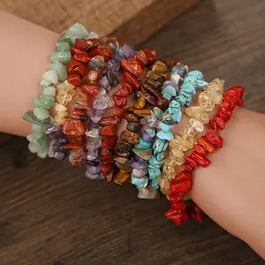 Sc Populaire Zomer Strand Boho Armbanden Etnische Onregelmatige Natuursteen Vormige Kristal Kraal String Armbanden Vrouwen Meisjes