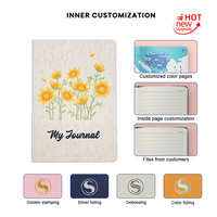Service d'impression d'usine motif de couverture personnalisé lin matériel taille fleur couverture rigide brodé doublé un cahier de 5 journaux
