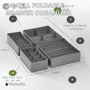 24-Cell Foldable Fabric Drawer Organizer Divider for <strong>Wardrobe</strong> Closet Storage <strong>Boxes</strong> for Clothing Socks Underwear Organization - Product Image 2