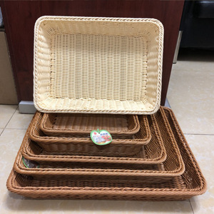 Rectangular Woven Basket For Kitchen <b>Storage</b> Bread Fruit Snack Vegetable Organizing Tray Natural Color Handmade Design - Product Image 5