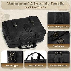 Sac pour ordinateur portable personnalisé en cuir vintage, imperméable, grand format, sacoche pour ordinateur, sac messager - Product Image 4