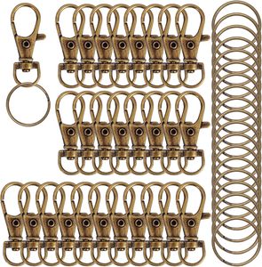 PCS Premium Swivel Lanyard <b>Snap</b> <b>Hook</b> With Key Rings Metal Keychain <b>Hooks</b> For Jewelry Making Crafts Bronze - Product Image 1