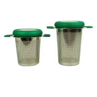 Infuseur à thé en acier inoxydable 304 avec double poignée et couvercle, filtre à thé à mailles fines pour thé en feuilles, filtre à thé réutilisable