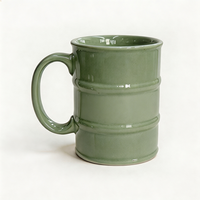 Mug en porcelaine en forme de fût d'huile grande capacité avec logo personnalisé, tasse en céramique vert sauge, vaisselle créative avec logo personnalisé, vente en gros