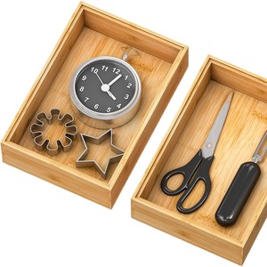 Wooden <b>Storage</b> Box <b>Stackable</b> Compartmentalized For Makeup Jewelry Kitchen <b>Drawer</b> Organization - Product Image 2