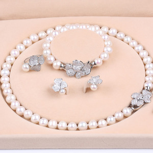 Bộ trang sức ngọc trai nước ngọt hình khoai tây nhiều màu gồm vòng cổ, vòng tay, bông tai và nhẫn dành cho nữ - Product Image 4