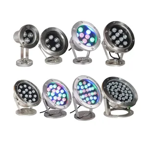 Aluminum AC220V DC12V IP65 RGB 3W 6W 9W 12W 15W 18W 24W 36W Underwater LED Fountain Light