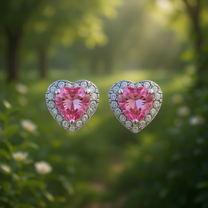 E397 Orecchini a cuore con cristalli verdi in argento 925, gioielli romantici da donna per l'uso quotidiano - Product Image 2
