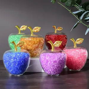 Presse-papiers pomme en verre cristal k9 fait à la main pour la décoration de la maison Figurines vierges transparentes à collectionner avec boîte-cadeau