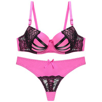 Ensemble Soutien-Gorge Rembourré et Culotte en Dentelle pour Femme, Soutien-Gorge Push-Up et Tangas Sexy, Lingerie Femme Imprimée Sérigraphie