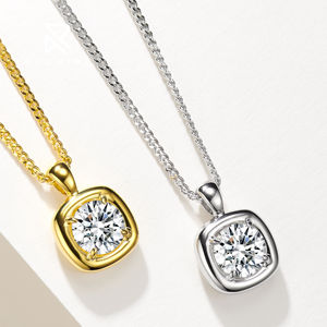 Rochime <span class=keywords><strong>simple</strong></span> 18K chapado en oro brillante solitario colgante collar 925 plata esterlina circón joyería fina para mujeres - Product Image 3