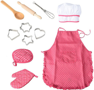 Faire semblant de jouer 11 pièces mignon cuisine enfants tablier ensemble outils de cuisine <span class=keywords><strong>pour</strong></span> enfants ensemble enfants tablier de cuisine <span class=keywords><strong>pour</strong></span> cuisiner - Product Image 1