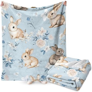 Easter Bunny Flannel <b>Blanket</b> Throw <b>Blanket</b> Nap <b>Blanket</b> Spring Decor Holiday Gift <b>Super</b> <b>Soft</b> Machine Washable for Winter Warmth - Product Image 1
