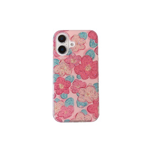 Funda de teléfono móvil de TPU con purpurina de doble capa para Apple para iPhone 16 <span class=keywords><strong>15</strong></span> Pro Max 13/14 Plus Spring Pink Flower Ins Style Phone Grip - Product Image 1