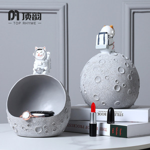<b>Top</b> Rhyme Moon Shape Candy Box Storage Container With <b>Cat</b> Astronaut Decor For Home Living Room Desktop Decoration - Product Image 4