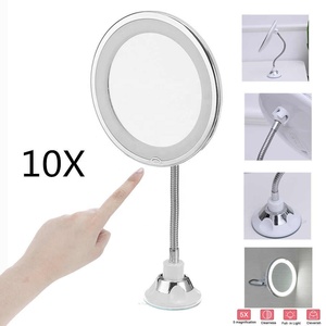 Mon miroir flexible de bureau avec éclairage, miroir de courtoisie grossissant 10X, réglable à 360 degrés avec ventouse - Product Image 3