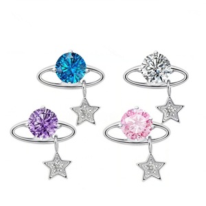 <b>Titanium</b> Alloy Planetary Earrings With Zircon Star Pendants For Ear Cartilage And Lip <b>Studs</b> Fashion Piercing Jewelry - Product Image 3