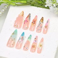 Ongles à presser en acrylique haut de gamme, design 3D français, qualité salon, couvrance totale, avec colle premium pour application sur les doigts, 10 pièces