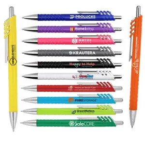 新しい販促用ボールペンモデル、黒または青インクのシンプルで安価なカスタマイズプラスチック製格納式ボールペン卸売