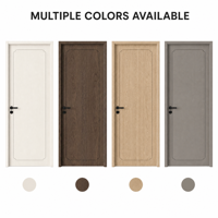 Porte intérieure en PVC à grain de bois de café foncé, finition mate avec coins arrondis et design à rainures rectangulaires pour chambre d'hôtel