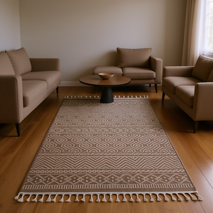 Alfombra Geométrica Mocha para Interiores y Exteriores, Rectangular 8x10, Tejido Plano, Estilo Bohemio, Resistente al Agua, de Polipropileno - Product Image 2