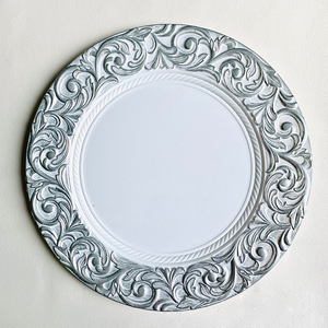 33cm Eco-Friendly Western Table Chargers New Gold <strong>Silver</strong> Plastic Charger <strong>Plates</strong> Wholesale for Weddings Events Minimum 100pcs - Product Image 2