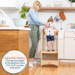 Torre de aprendizaje de madera Youlin para niños pequeños con pasamanos, taburete elevador para uso en cocina y baño - Product Image 2
