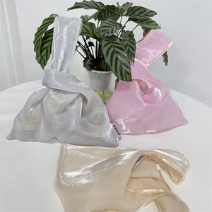 Sac fourre-tout en organza brillant avec étiquette personnalisée, sac de shopping en organza écologique de petite taille - Product Image 2