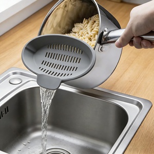 Cesta de drenaje de silicona de grado alimenticio para lavar fideos y verduras, colador doméstico a prueba de fugas - Product Image 4