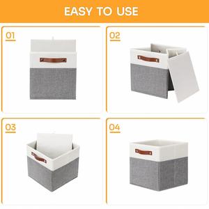 Cubes de rangement avec poignées et porte-étiquettes, paniers en tissu, cubes de rangement pour placard, bacs organisateurs pour la maison, pour le rangement des articles divers - Product Image 5