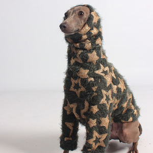 Ropa de invierno de <span class=keywords><strong>Galgo</strong></span> Italiano, suéter mullido <span class=keywords><strong>con</strong></span> estrellas y lentejuelas, de lujo, para perros grandes - Product Image 3