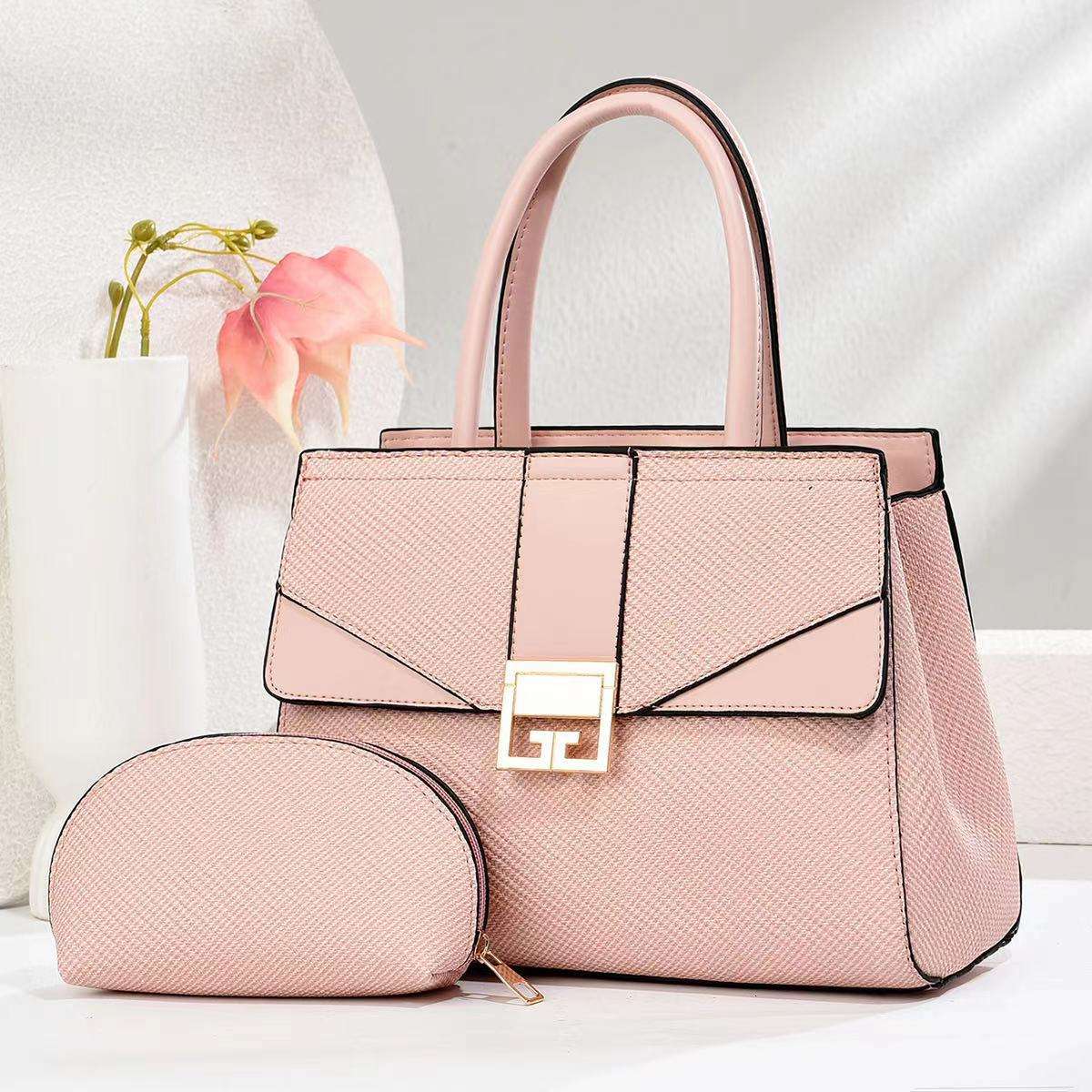 Twinkle New European and American Color Blocked Large Capacity Women's Tote  Bag PU Leather Handbag Shoulder Bag