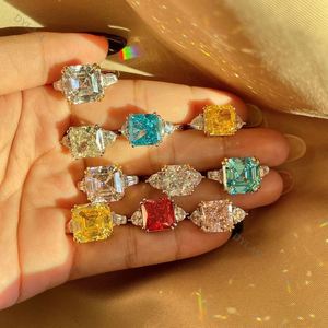Dylam Fine Promise 8A <b>CZ</b> <b>Ring</b> S925 Square Rainbow <b>Rings</b> Jewelry Women Wedding Engagement Minimilist Sterling Silver Women <b>Rings</b> - Product Image 4